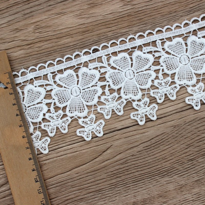 Zeal 6Cm Wide Exquisite White Polyester Leaves Water Soluble Lace Hollow Embroidered Ribbon Clothing Veil Sewing Accessories