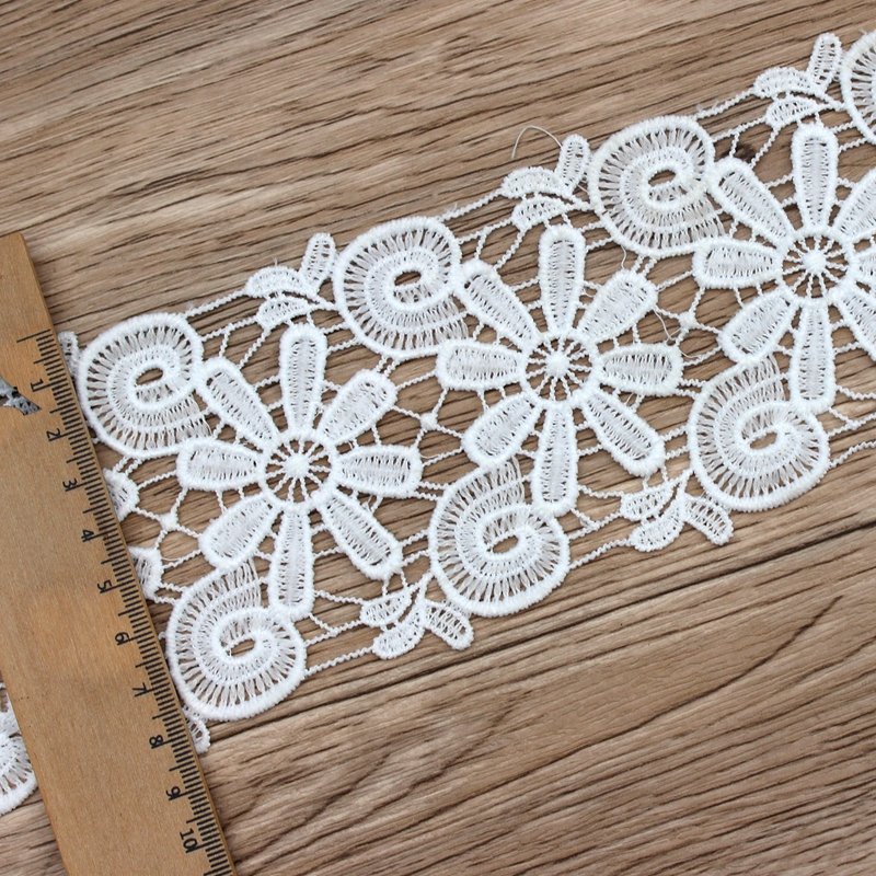 Zeal 6Cm Wide Exquisite White Polyester Leaves Water Soluble Lace Hollow Embroidered Ribbon Clothing Veil Sewing Accessories