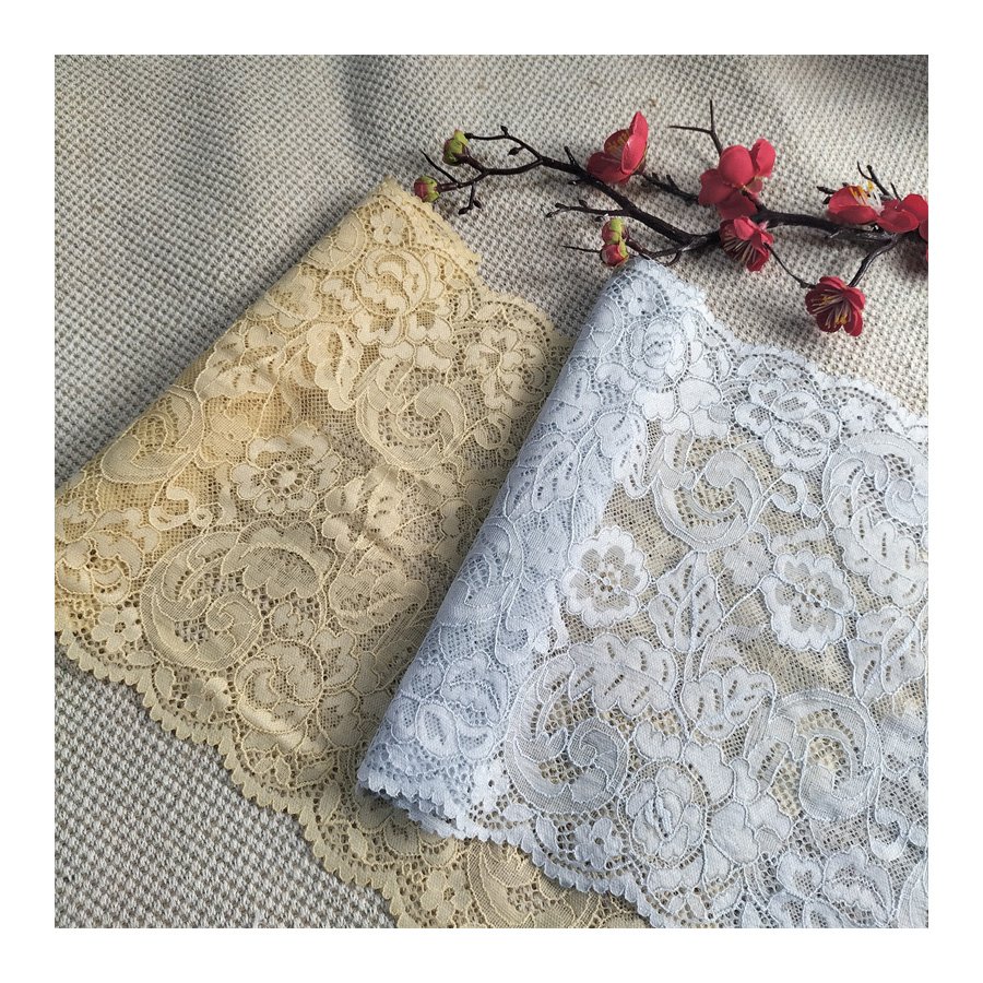 E4234 22cm Stretch Elastic Lace Trim embroidery fabric french tulle lace fabric for wedding evening dress sequin fabric