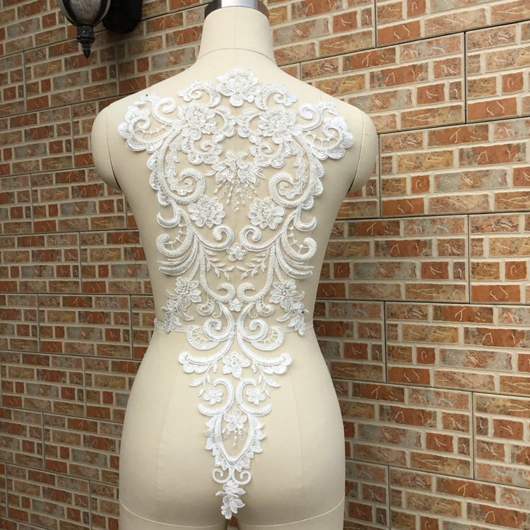 Graceful Design Flower Mesh Embroidered Bridal Lace Beaded Trim Lace With Sequins For Wedding Bridal Dress