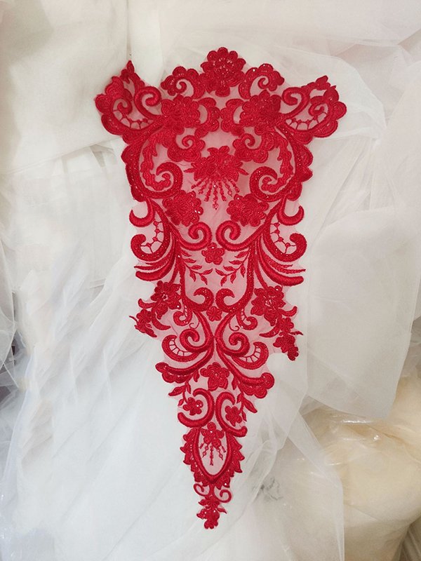 Graceful Design Flower Mesh Embroidered Bridal Lace Beaded Trim Lace With Sequins For Wedding Bridal Dress