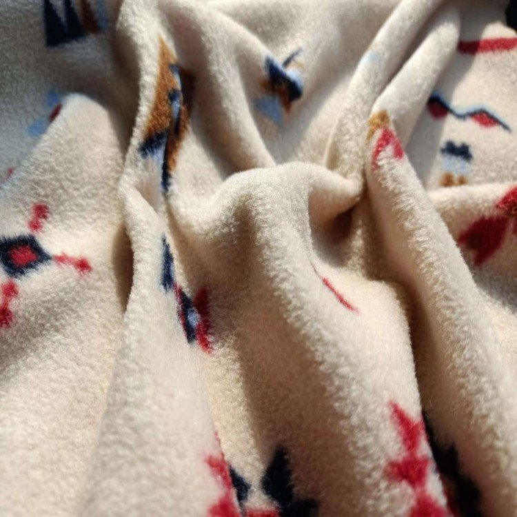 New PATTERN Custom design printed knitted plaid brushed single sided anti pilling polar fleece fabric for Garment