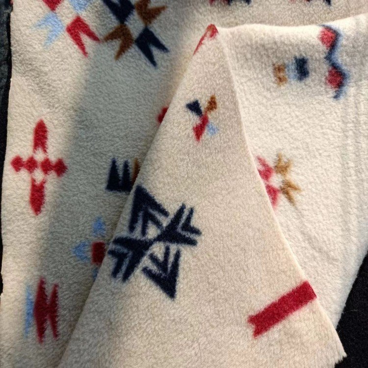 New PATTERN Custom design printed knitted plaid brushed single sided anti pilling polar fleece fabric for Garment