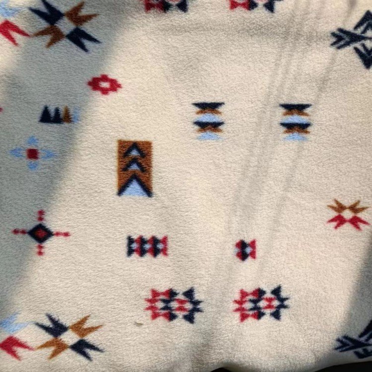 New PATTERN Custom design printed knitted plaid brushed single sided anti pilling polar fleece fabric for Garment