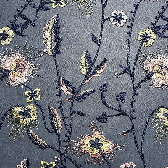 HA-16463B High quality fancy tulle mesh elegant floral embroidery fabric for wedding dresses