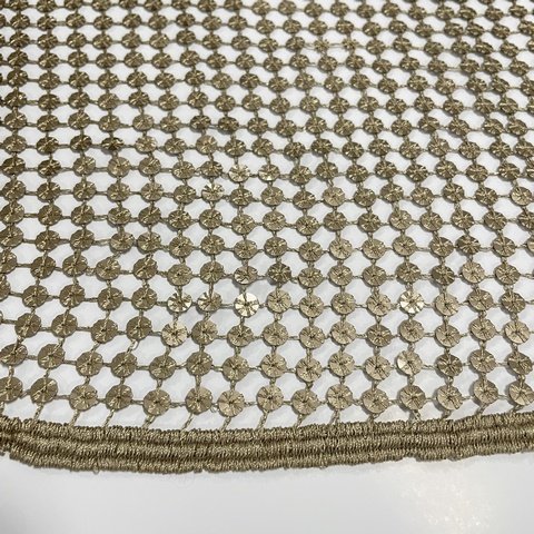 S-12568-1 New Design gold fish net 6 mm Sequin Embroidery Fabric For Fashion Dress
