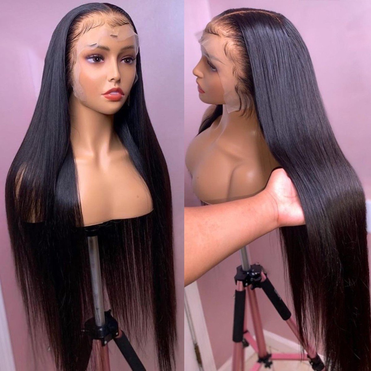 New Arrival Silky Straight Wave Wig Remy Human Hair Wig Ponytail Raw Virgin Cuticle Aligned Brazilian Transparent Lace Front Wig