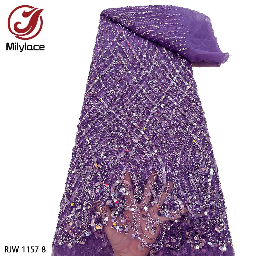 High End Bridal Luxury Heavy Beaded Embroidery Sequins Tulle Mesh Lace Fabric