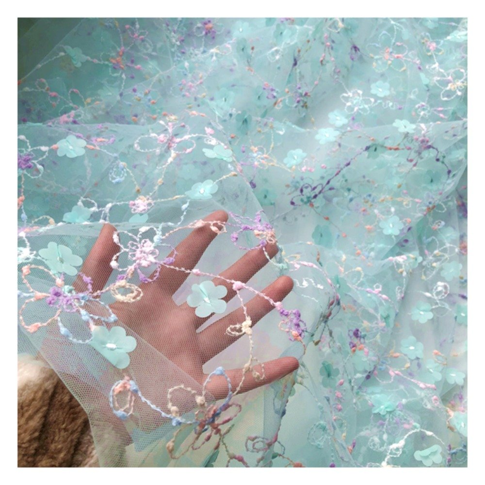 Wholesale Price 3d Flower Lace Sequin Embroider Fabric for Wedding Clothing