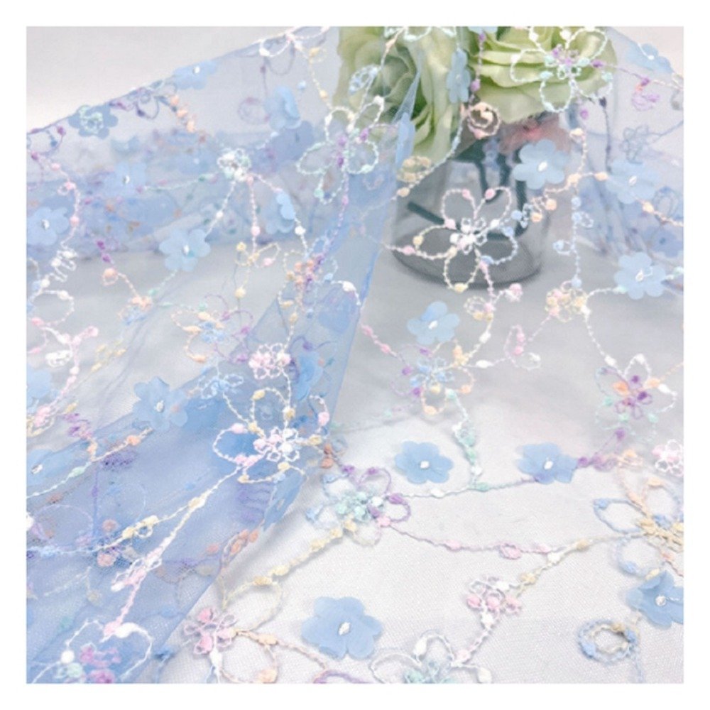 Wholesale Price 3d Flower Lace Sequin Embroider Fabric for Wedding Clothing