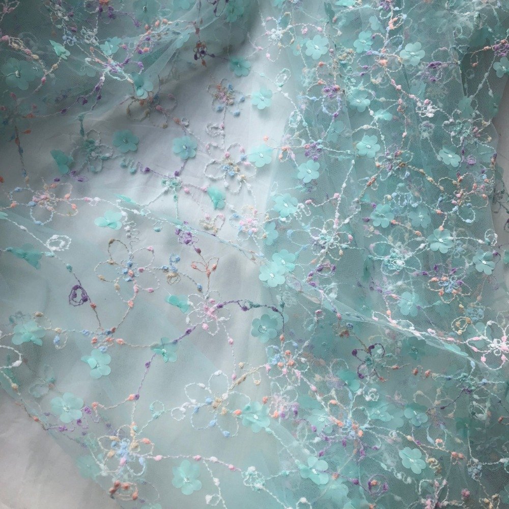 Wholesale Price 3d Flower Lace Sequin Embroider Fabric for Wedding Clothing