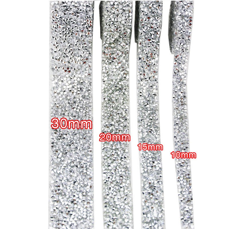 (1 Yard) 10mm Sewing Trim Crystal Motif Artificial Water Drill Tape Applicator Ribbon Laces With Rhinestones Iron Appliques