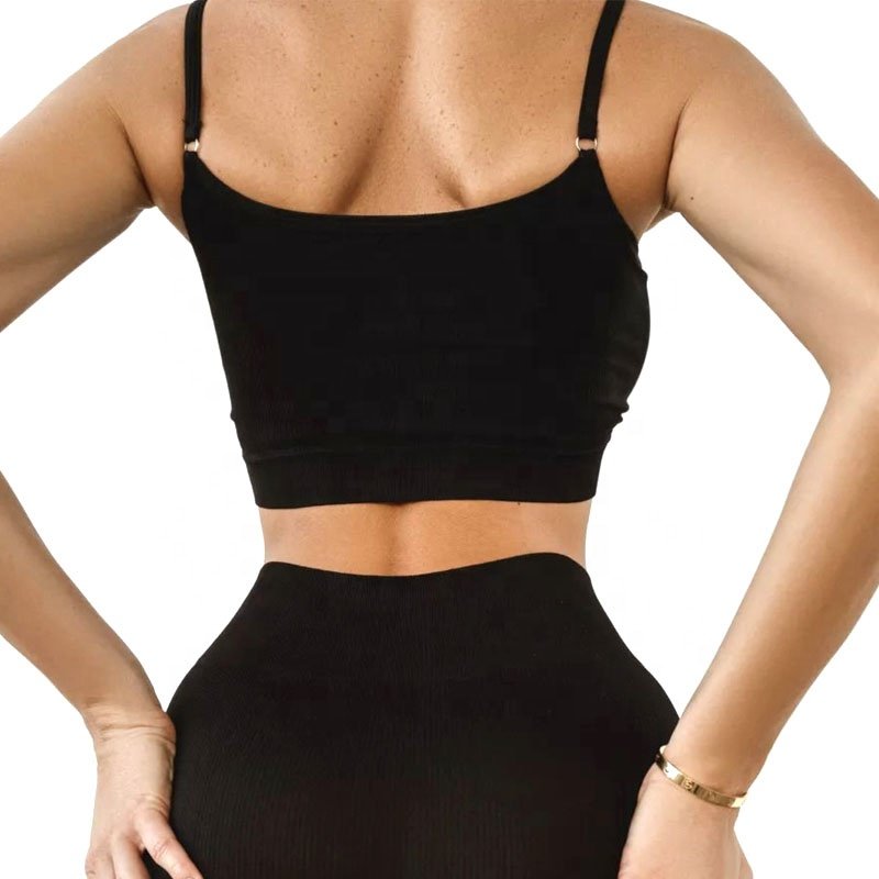 Women Summer Ribbed Crop Tank Top High Waist Biker Shorts 2 Piece Outfit Women's Knitted Spaghetti Strap Sports Vest Shorts Set
