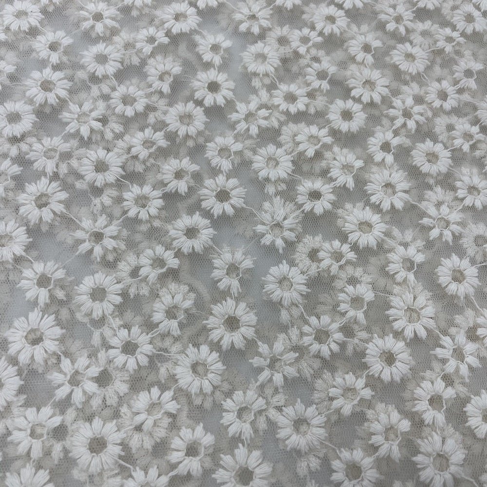 Custom Mesh Embroidery Lace with Flowers Fabric 3D Flower Embroidery Lace Fabric for Dress