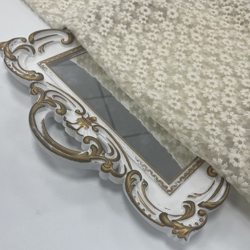 Custom Mesh Embroidery Lace with Flowers Fabric 3D Flower Embroidery Lace Fabric for Dress