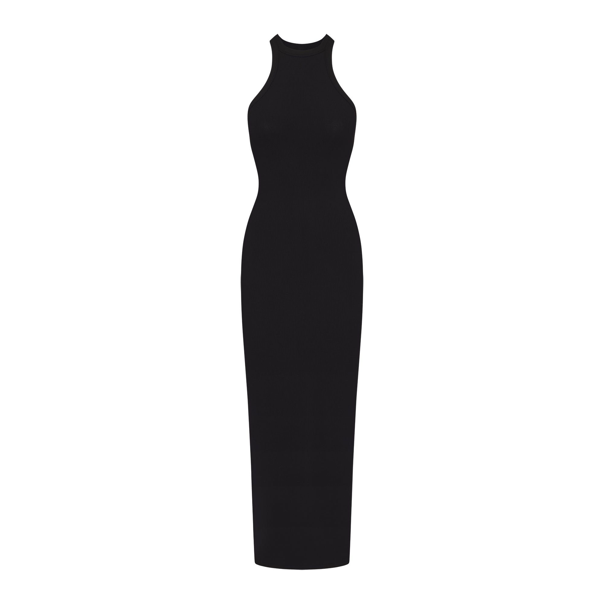 High Quality Breathable Ribbed Bodycon Maxi Long Party Dress Tank Top Black Women'S Dresses