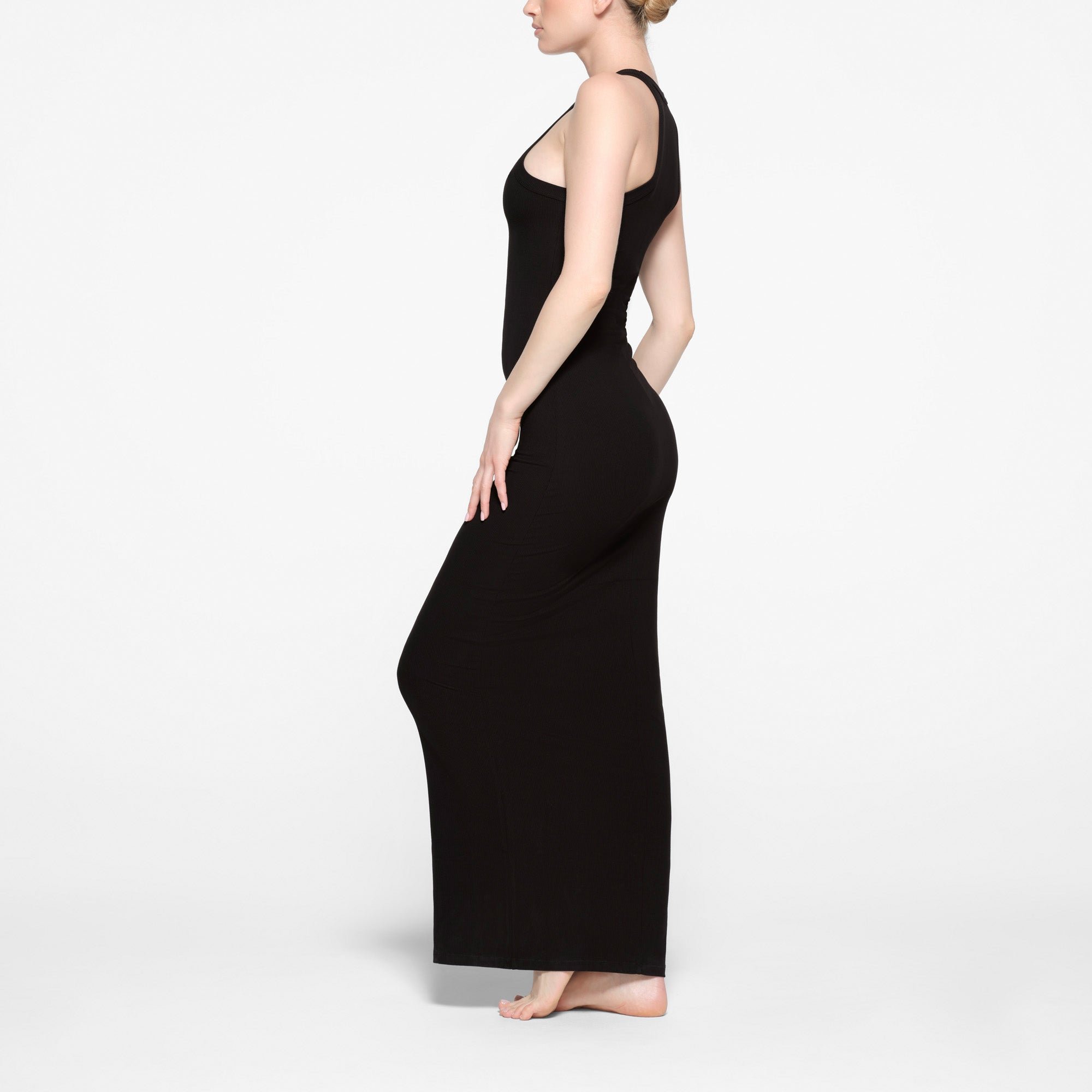High Quality Breathable Ribbed Bodycon Maxi Long Party Dress Tank Top Black Women'S Dresses