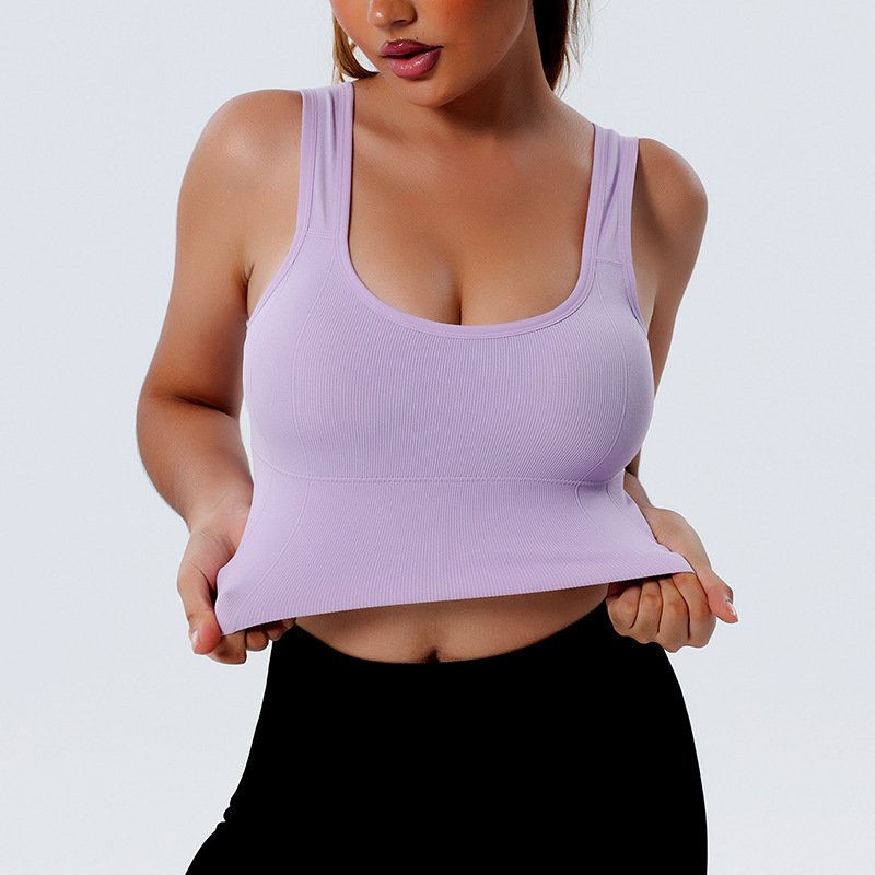 Shockproof Breathable Women Sports Bra Seamless Ribbed High Impact Sports Bra Push Up Sport Bra Gym Workout Top