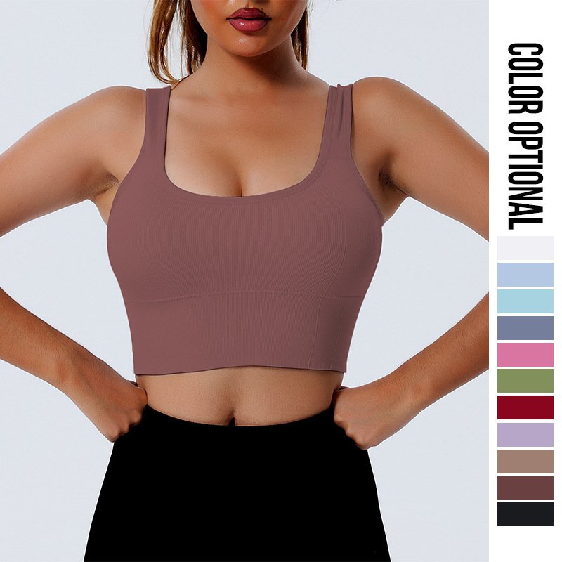 Shockproof Breathable Women Sports Bra Seamless Ribbed High Impact Sports Bra Push Up Sport Bra Gym Workout Top