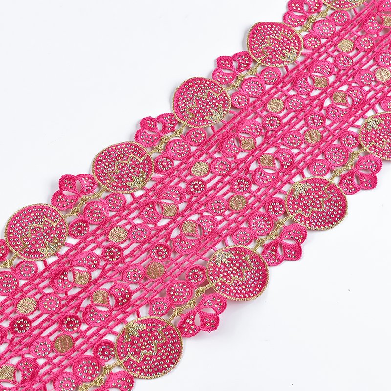 Crochet Knitted Polyester Silk Lace Decorative Embroidery Fabric Clothing Accessories Girls Boys Wedding Sleepwear Yarn Dyed
