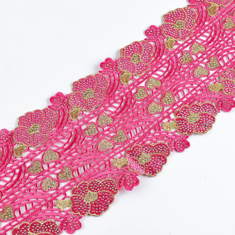 Crochet Knitted Polyester Silk Lace Decorative Embroidery Fabric Clothing Accessories Girls Boys Wedding Sleepwear Yarn Dyed