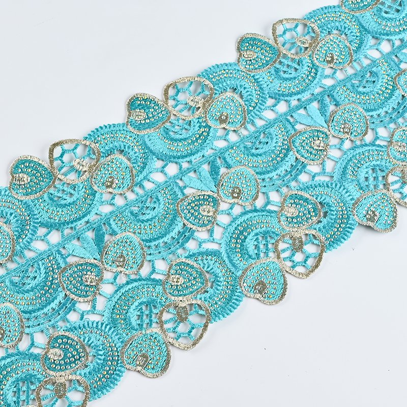 Crochet Knitted Polyester Silk Lace Decorative Embroidery Fabric Clothing Accessories Girls Boys Wedding Sleepwear Yarn Dyed