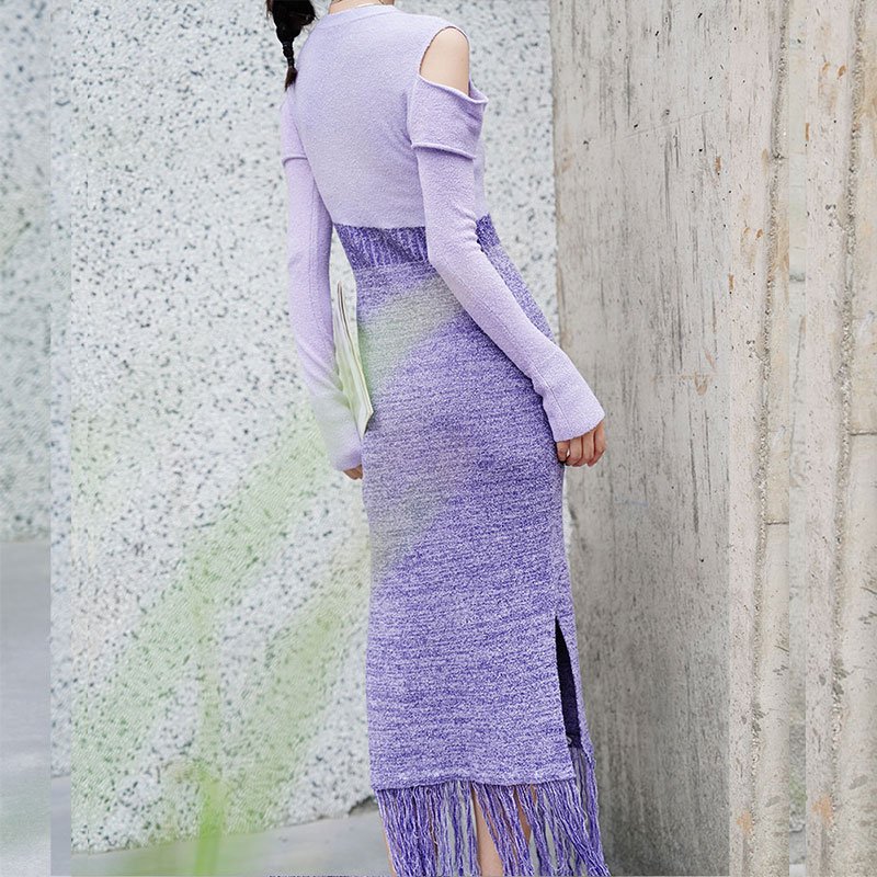 Custom Women's Elegant Floor-Length Sweater Dress Casual Knit with Lady's Elegant Skirt Fashion Girls O Neck Dress