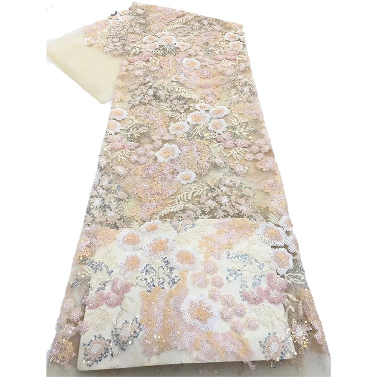 French Tulle Sequins Lace Material African Lace Fabric Multicolor Sequin Embroidered Fabric