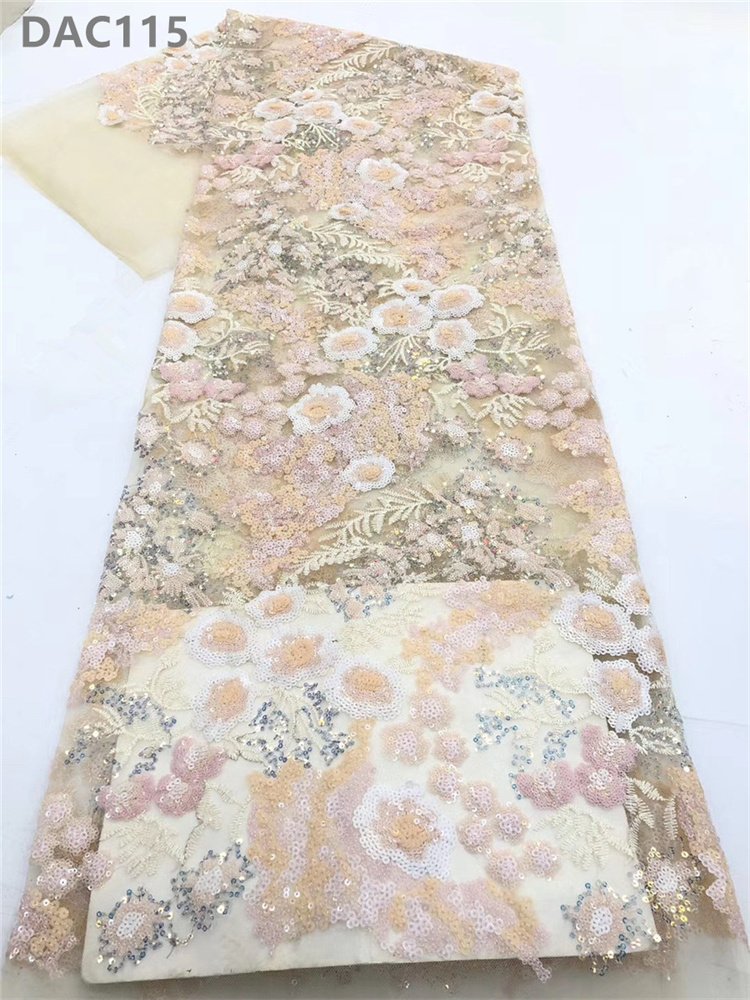 French Tulle Sequins Lace Material African Lace Fabric Multicolor Sequin Embroidered Fabric