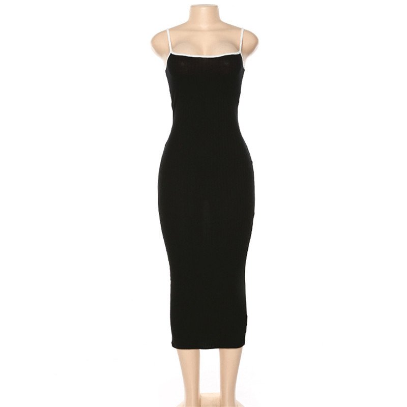R30098S 2023 Hot New Backless Sleeveless Ribbed Knit Dress For Women Party Clothes Cotton Long Dresses