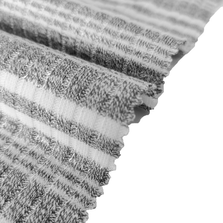 Hot sale Super Stretch spring and autumn season grey melange RIB stripe knitted RIB fabric TR RIB