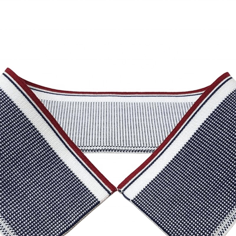 Plain Ribbing 1X1 Polyester Flat Knit rib fabric Solid Color Collar for POLO shirt Full Collar