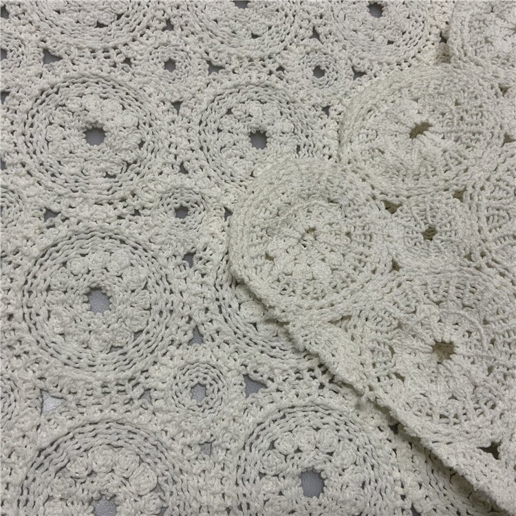 Polyester white heavy stretch mesh custom taping embroidered net warp lace fabrics