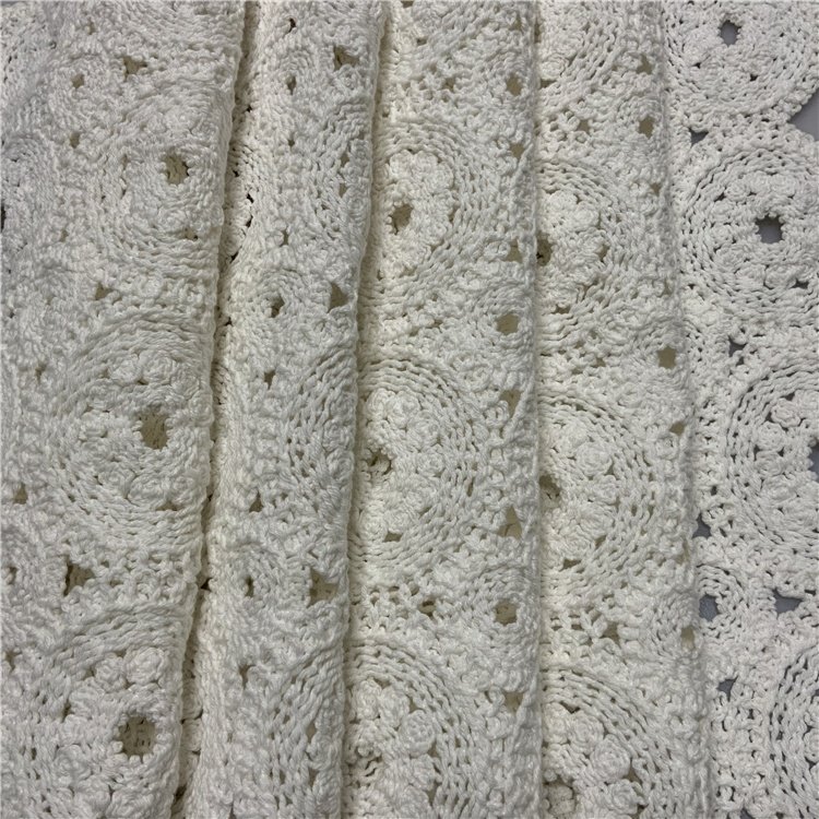 Polyester white heavy stretch mesh custom taping embroidered net warp lace fabrics
