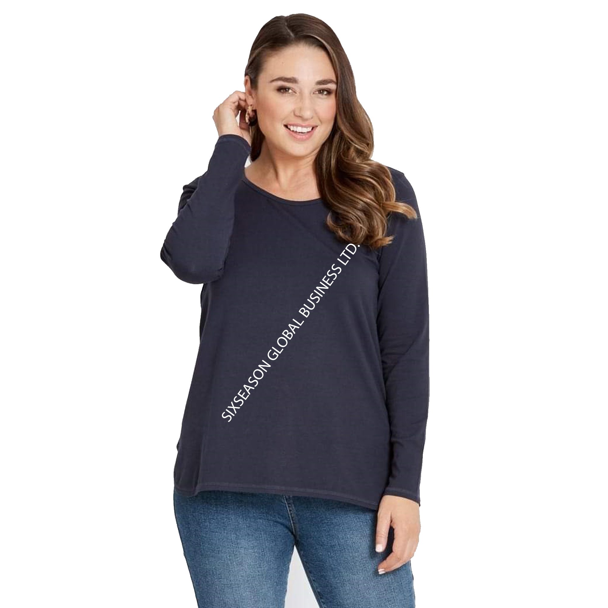 Premium Quality Low Price Export Oriented Stylish O Neck Long Sleeve Casual Design Summer Cotton Women's T Shirt From Bangladesh