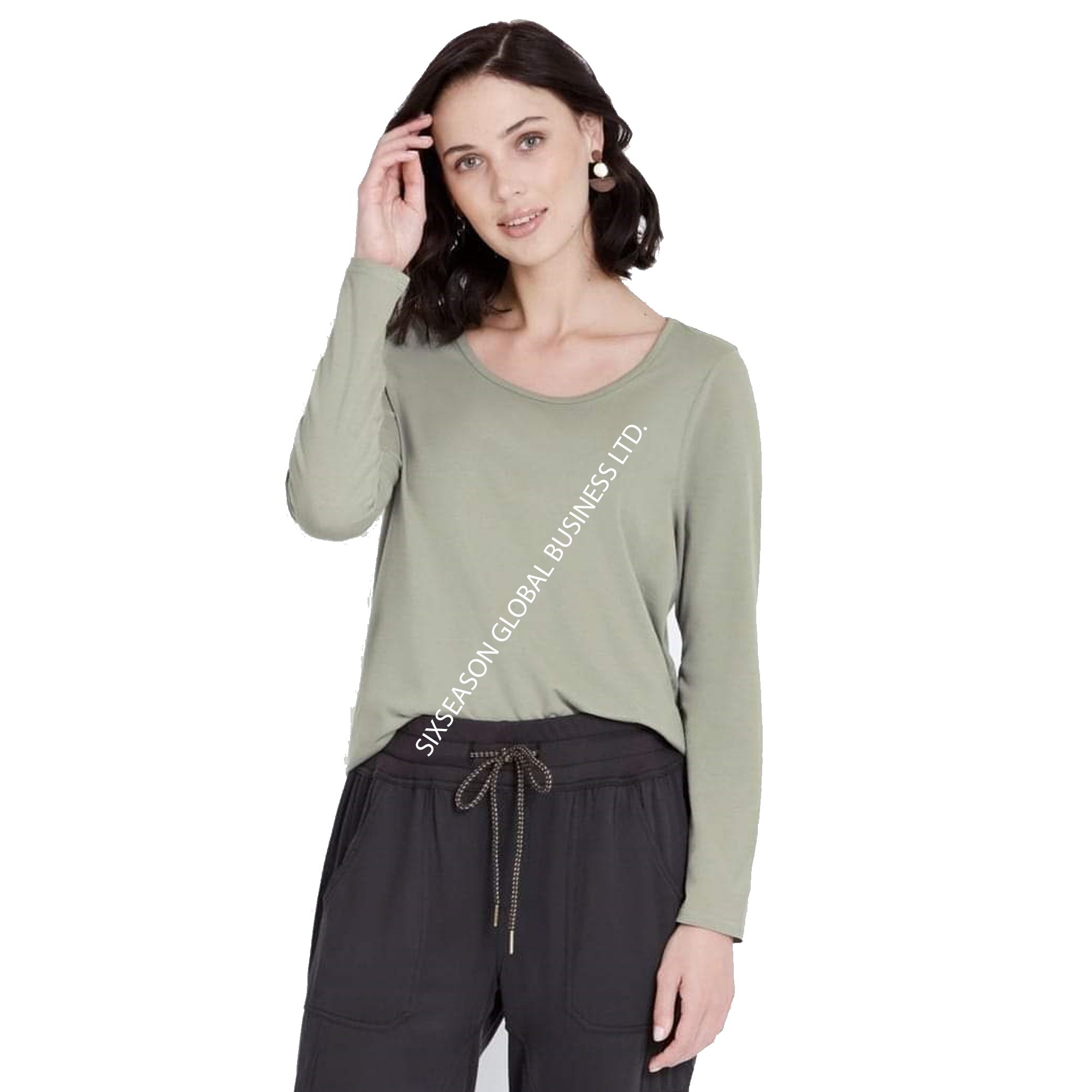 Premium Quality Low Price Export Oriented Stylish O Neck Long Sleeve Casual Design Summer Cotton Women's T Shirt From Bangladesh