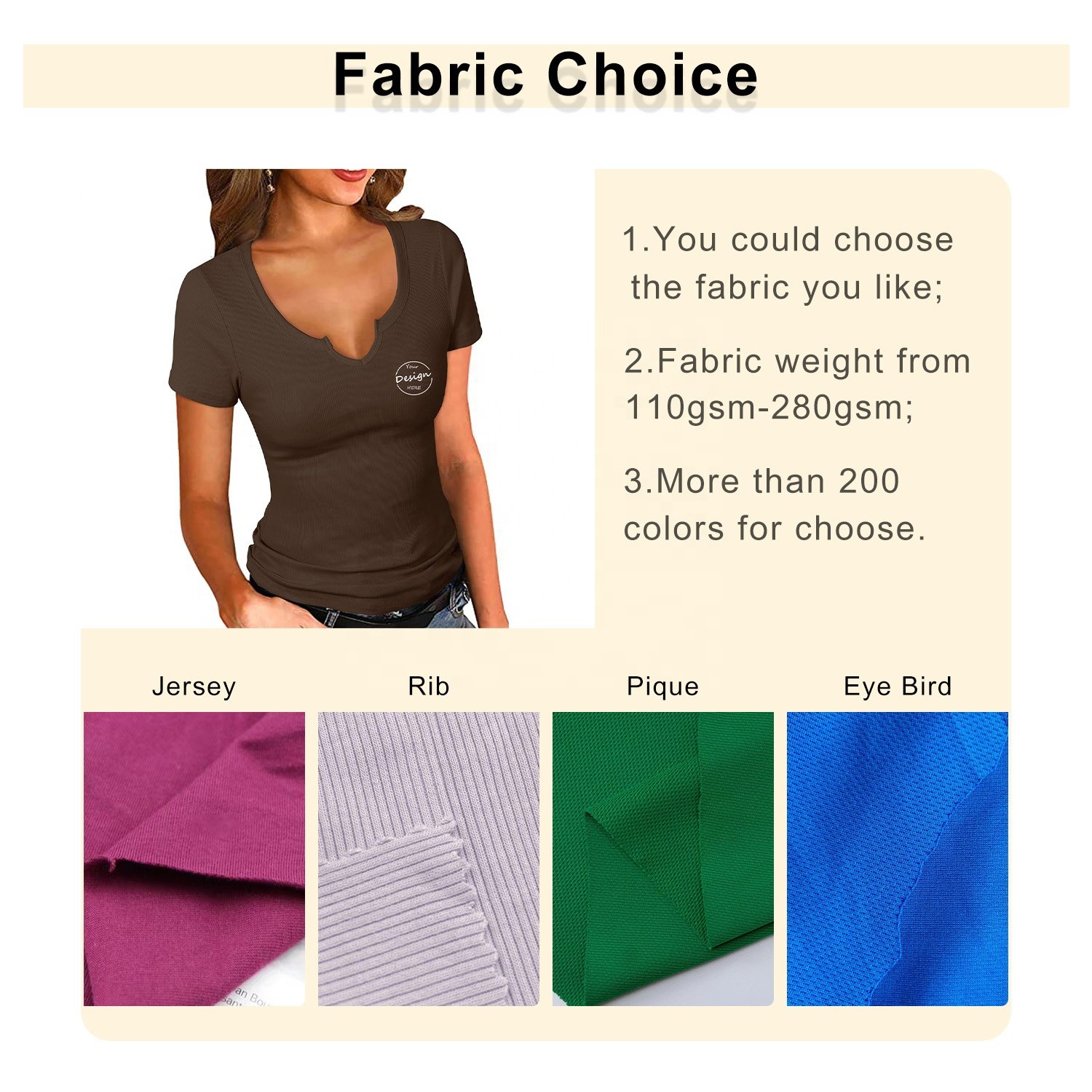 Early Spring New V-neck Short sleeve Inner Laydown Shirt Custom Slim Fit Short Embroidered Women Ribbed T shirt