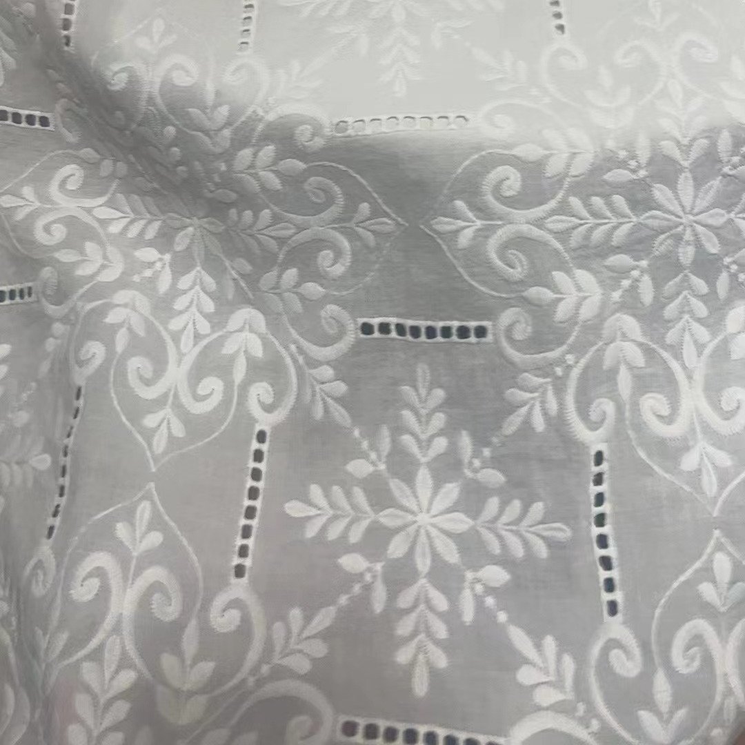 New designs Cotton Eyelet Embroidery Fabric Cotton Lace Fabric Swiss Voile Stock Available For Garment And Girls Dresses