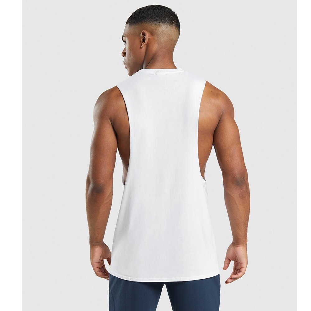 Wholesale DROP ARM TANK 100% Cotton Singlet Mens Blank Solid Vest Men Fitness Tank Top Workout Gym Shirt Digital Printing