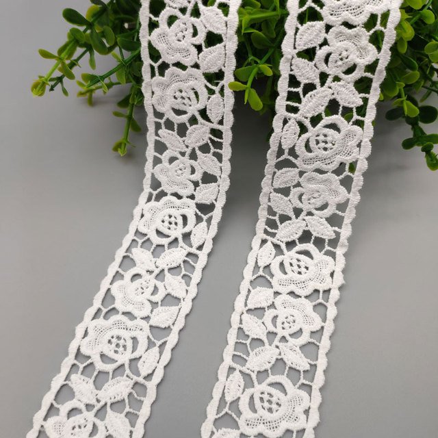 Garment Accessories Manufacturers Milk Fiber Embroidery Gold Guipir Polyester Lace Fabric For Home Textile Curtain Decoration