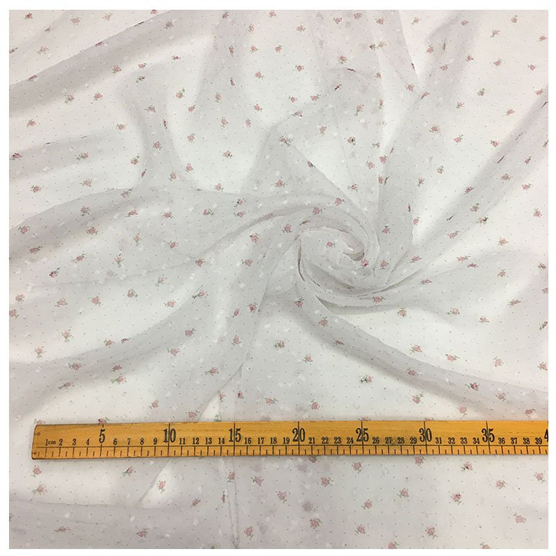 Width 150 cm polka dots embroidery chiffon fabric flower printed mesh net voile tulle lace fabric for dress skirt