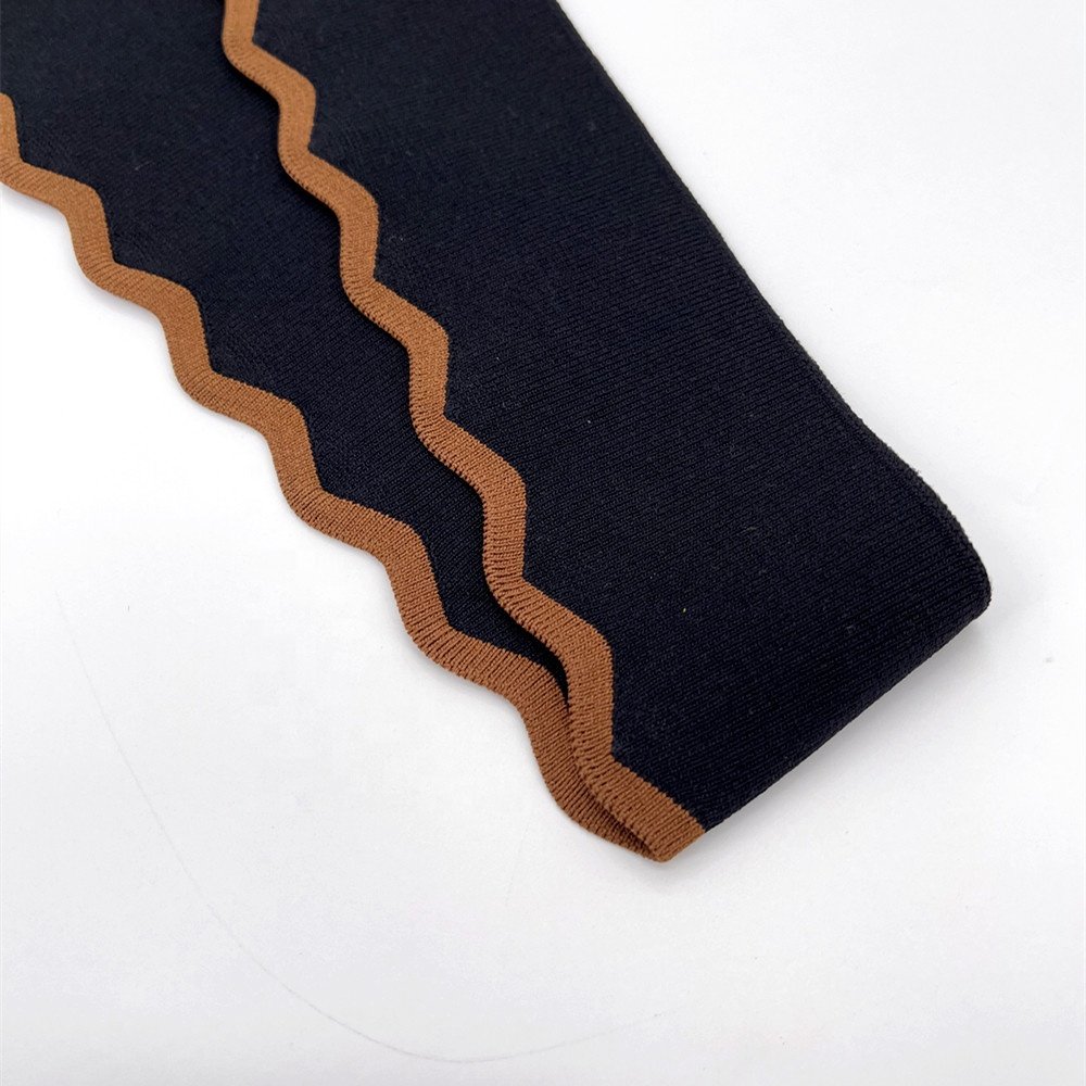 Custom Jacquard Rayon nylon Eco-friendly rib knit collar and cuff apply to woman's clothing