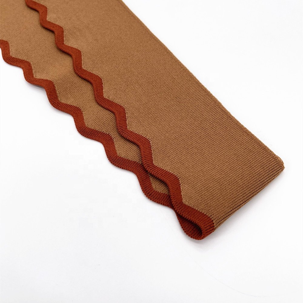 Custom Jacquard Rayon nylon Eco-friendly rib knit collar and cuff apply to woman's clothing