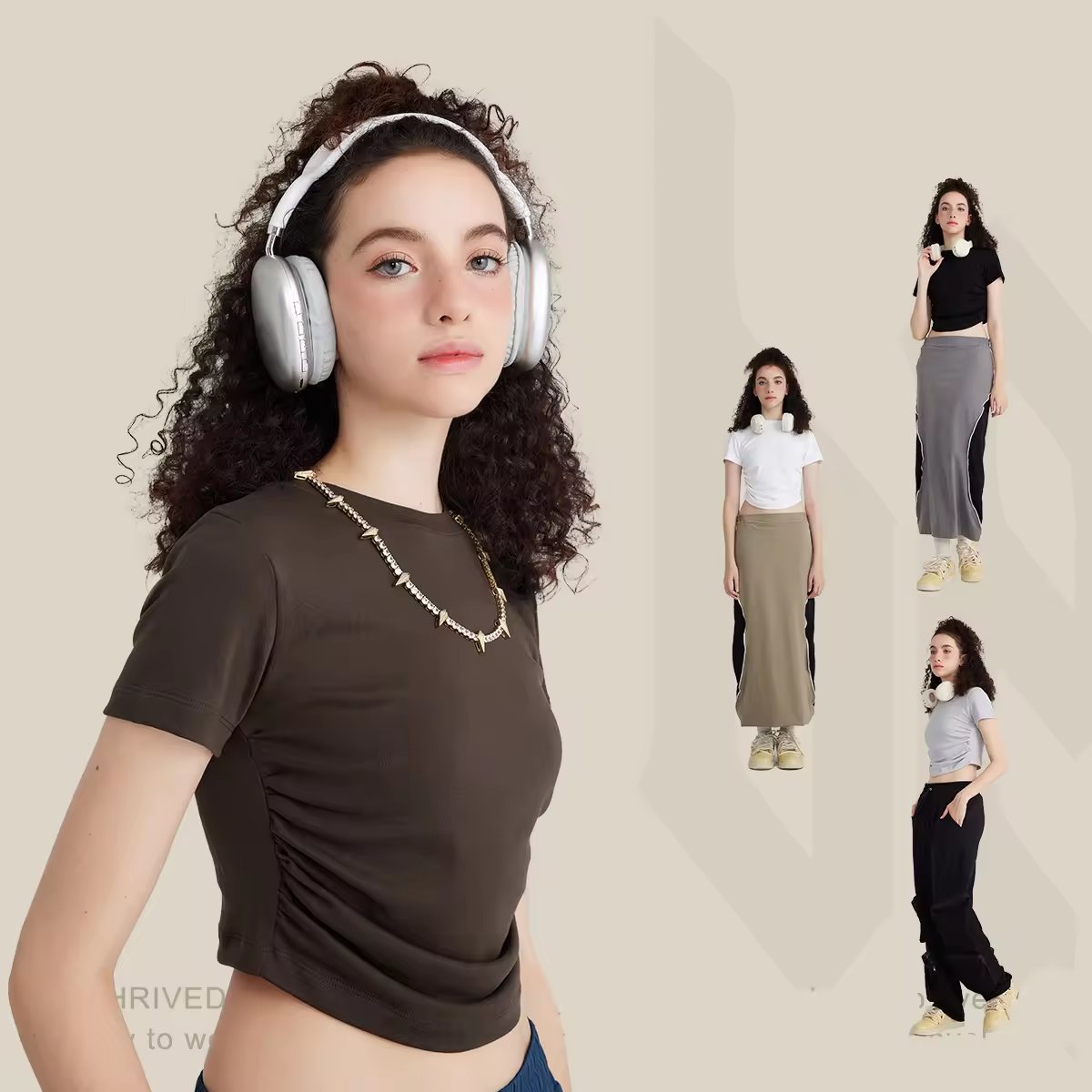 Gym 95% Cotton 5% Spandex Ribbed Cotton Knit Semi Fitted Crew Neck Baby Tee Women Slim Crop Top Half T Shirts For Girls