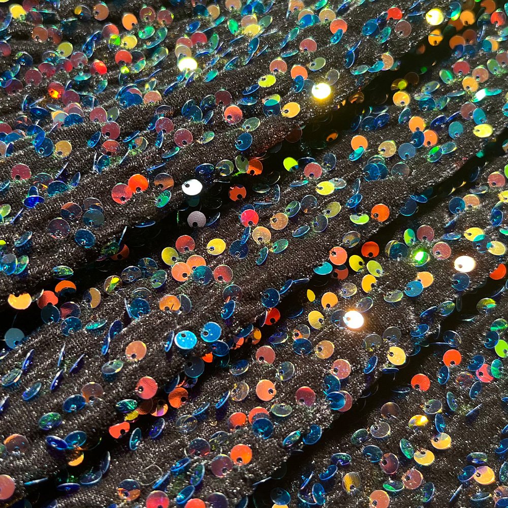 Factory Price Tulle Lace Colorful Sequined Embroidered Glitter Lace /Velvet Fabrics for Evening Dress
