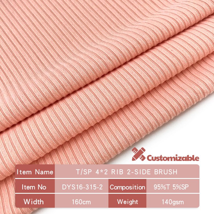 Peru Telas Polyester 4*2 RIB LICRADO Brushed Fabric PD knitted Textile Soft For Garments