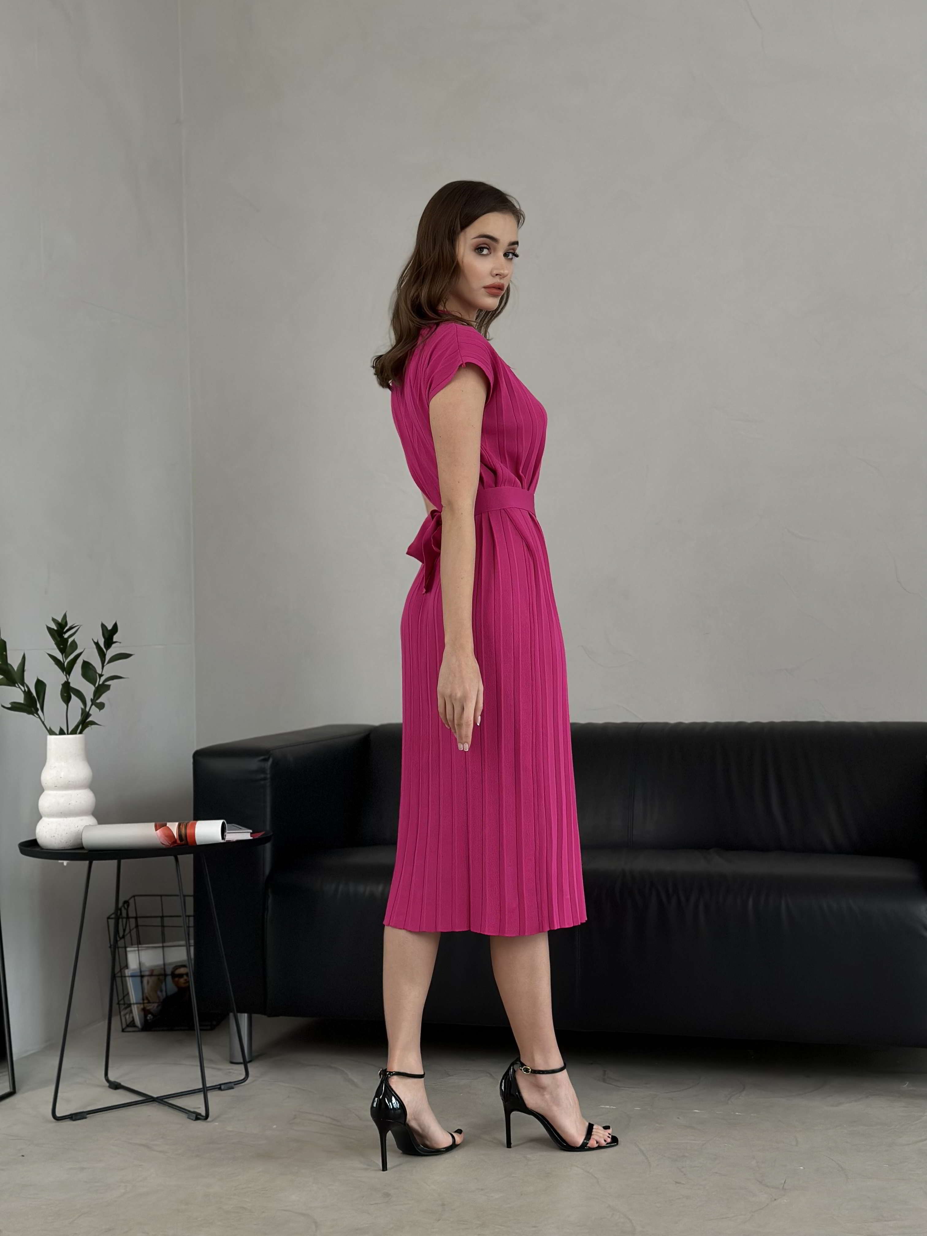 Elegant Solid Color Ribbed Collared Dress Short Sleeve Viscose Material Sustainable Washable Anti-Static Feature Spring Summer