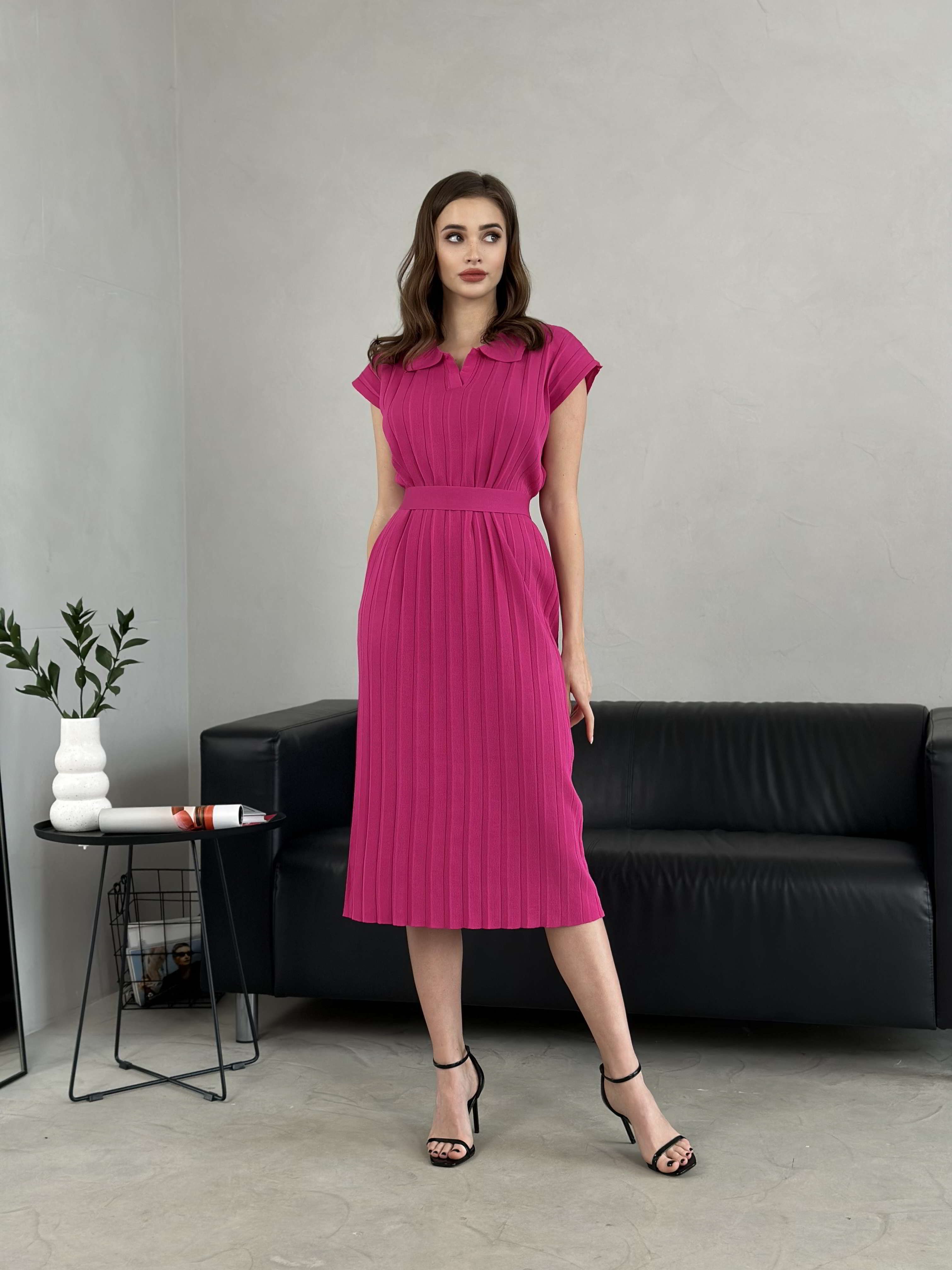 Elegant Solid Color Ribbed Collared Dress Short Sleeve Viscose Material Sustainable Washable Anti-Static Feature Spring Summer