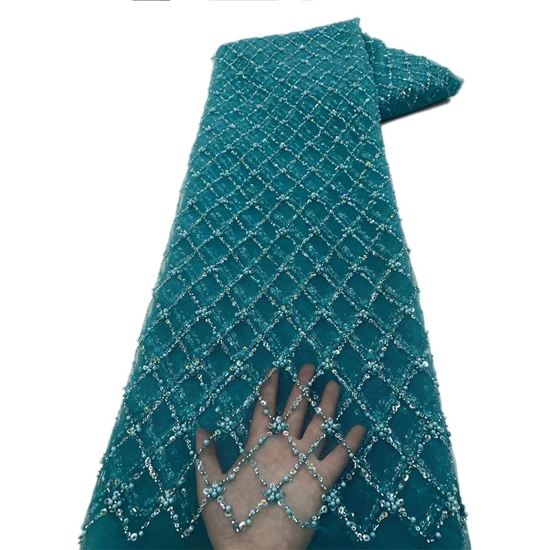 NI.AI Nice Wedding Lace Fabric Fancy Sequins African Dress Beautiful Sequence Net Lace With Beads
