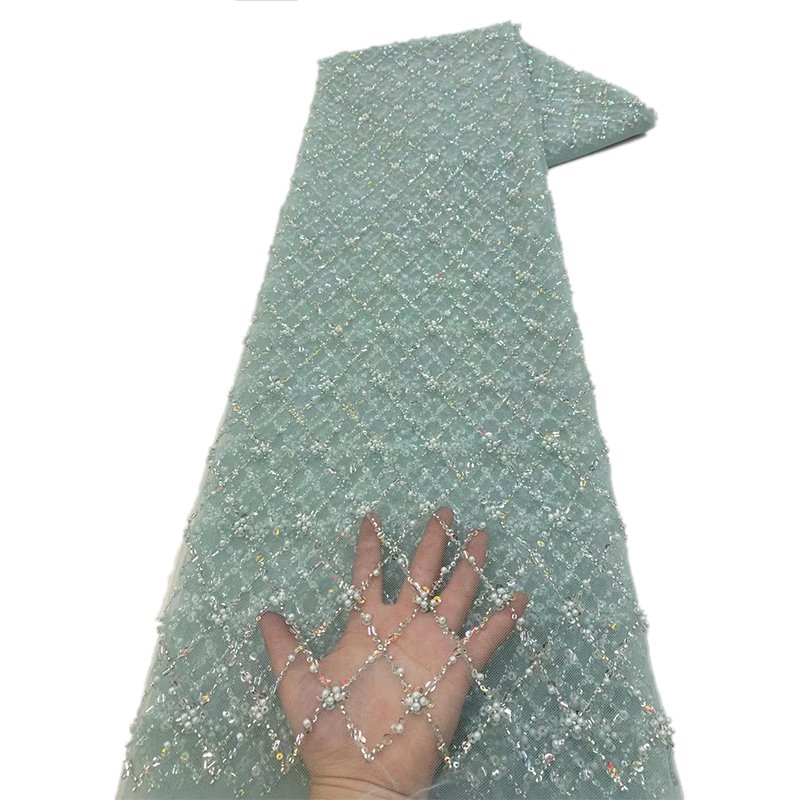 NI.AI Nice Wedding Lace Fabric Fancy Sequins African Dress Beautiful Sequence Net Lace With Beads